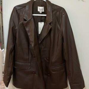 Stoosh Brown Blazer-Style Jacket with Classic Lapel